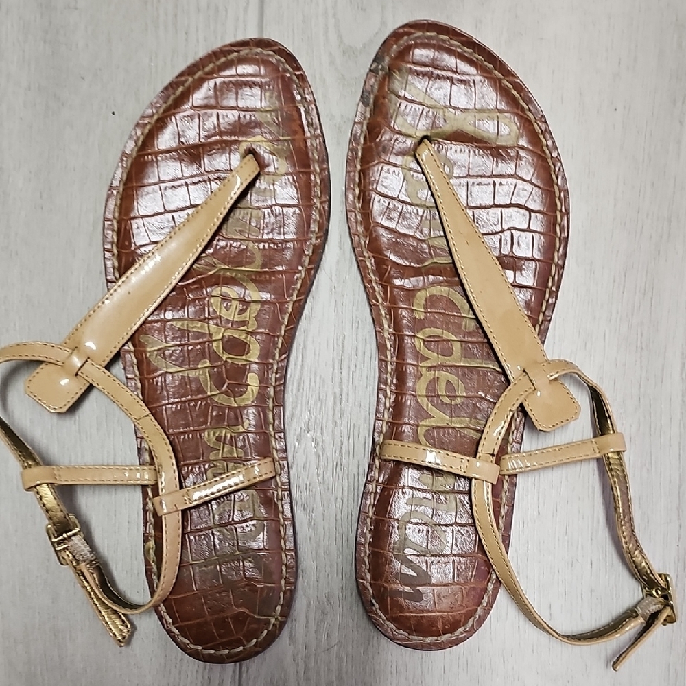 Sam Edelman Tan Crocodile Pattern Sandals